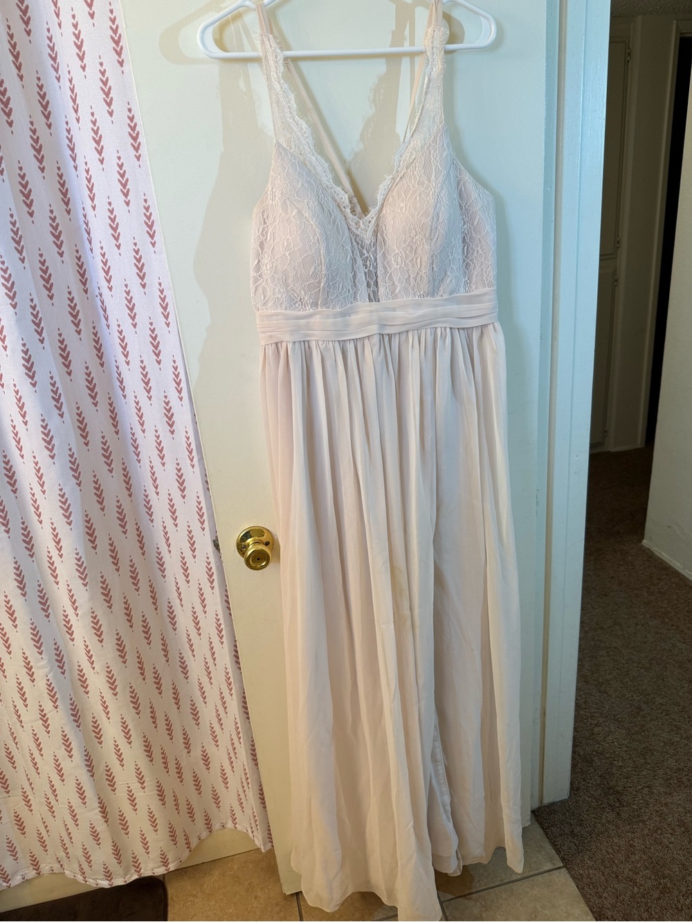 Lace Bodice Chiffon Slip Dress – Cream